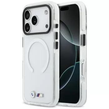 BMW M IML Shockproof Metal Logos Cover MagSafe per iPhone 17 Pro trasparente