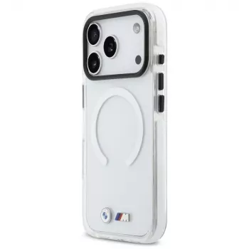BMW M IML Shockproof Metal Logos Cover MagSafe per iPhone 17 Pro trasparente