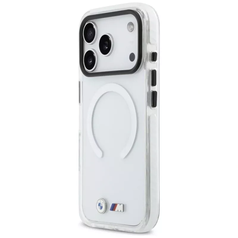 BMW M IML Shockproof Metal Logos Cover MagSafe per iPhone 17 Pro trasparente