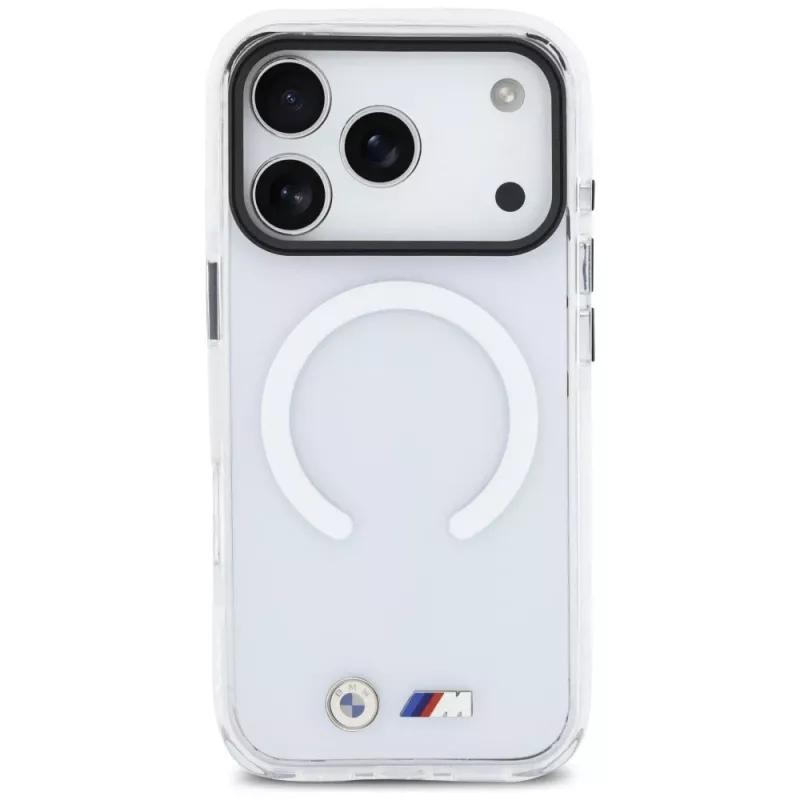 BMW M IML Shockproof Metal Logos Cover MagSafe per iPhone 17 Pro trasparente