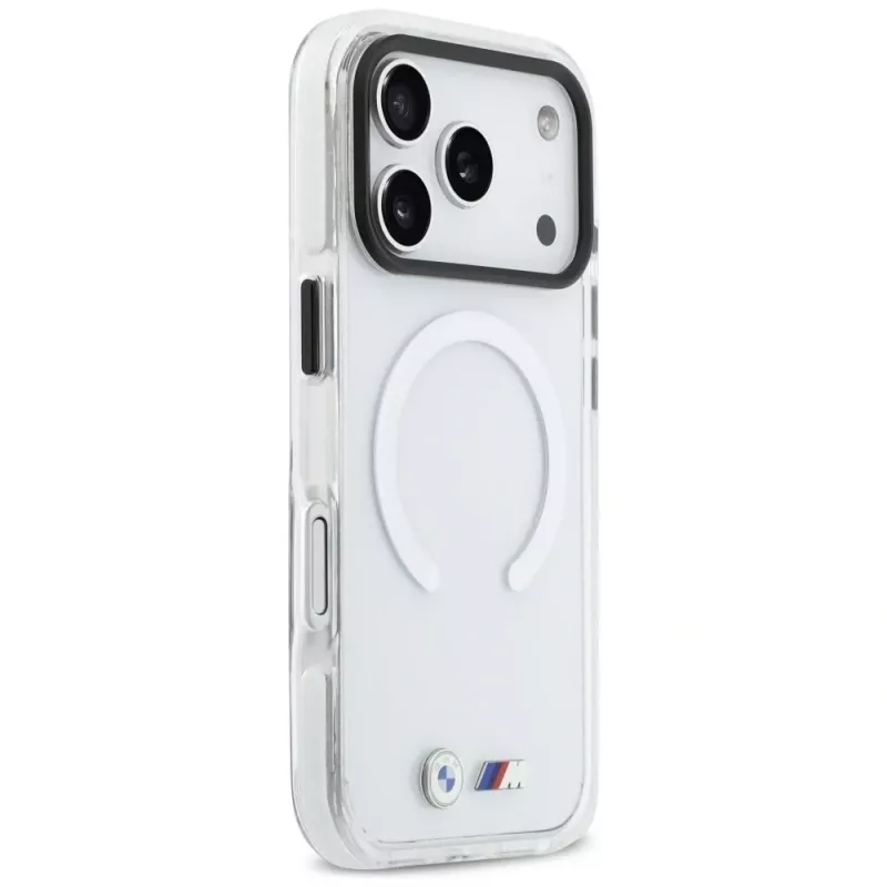 BMW M IML Shockproof Metal Logos Cover MagSafe per iPhone 17 Pro trasparente