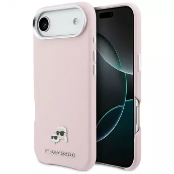 KARL LAGERFELD Karl & Choupette Head Pins Saffiano Cover MagSafe per Apple iPhone Air, rosa