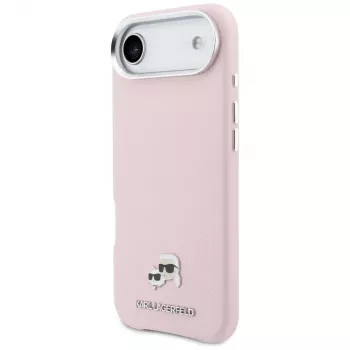 KARL LAGERFELD Karl & Choupette Head Pins Saffiano Cover MagSafe per Apple iPhone Air, rosa
