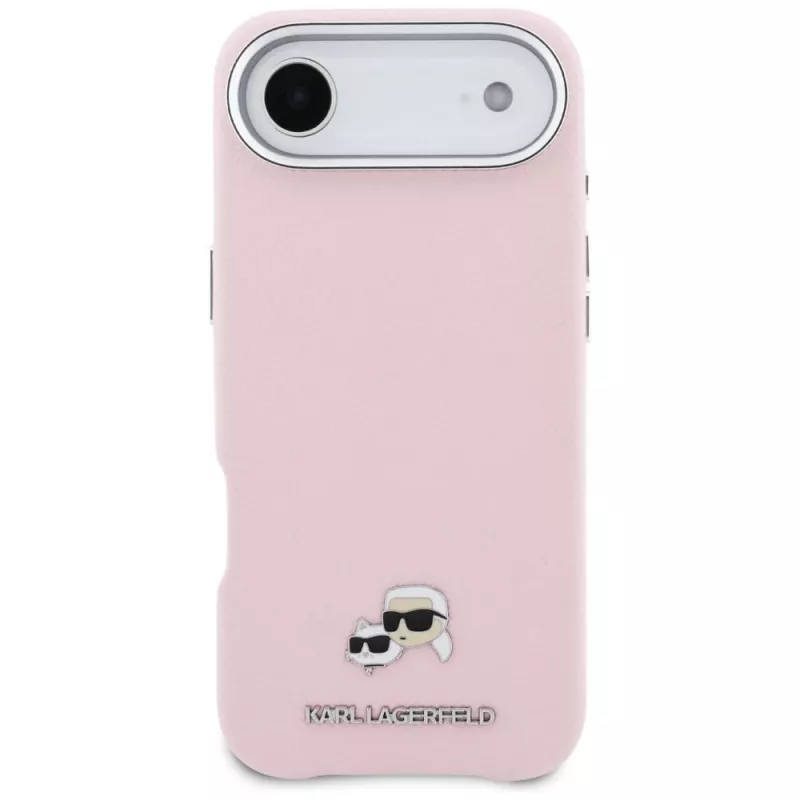 KARL LAGERFELD Karl & Choupette Head Pins Saffiano Cover MagSafe per Apple iPhone Air, rosa