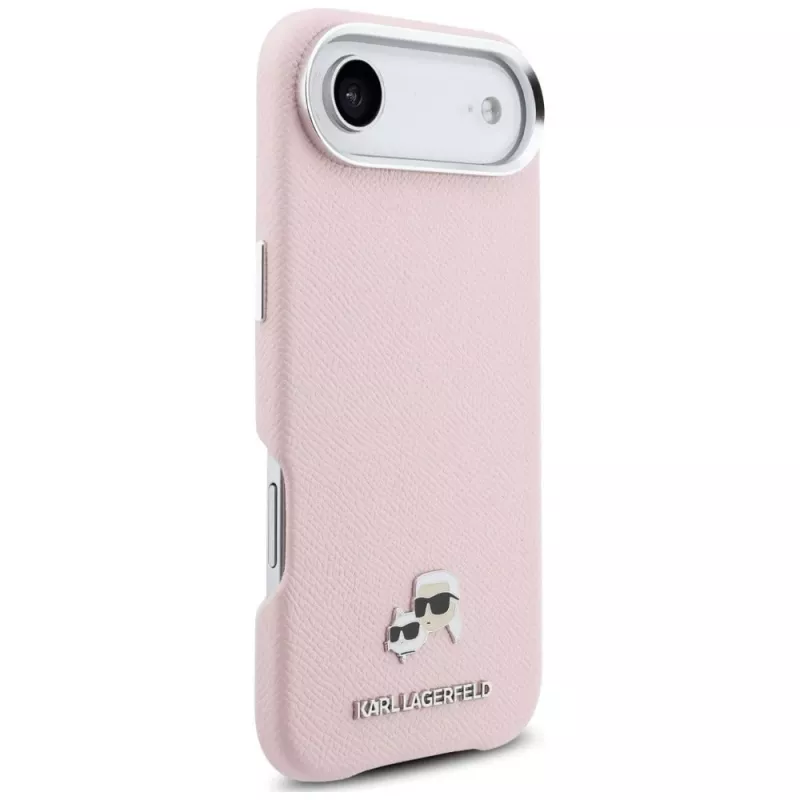 KARL LAGERFELD Karl & Choupette Head Pins Saffiano Cover MagSafe per Apple iPhone Air, rosa