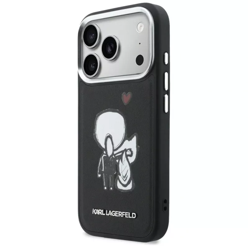 KARL LAGERFELD Karl & Choupette Back Logo Custodia MagSafe per iPhone 17 Pro Max, nero