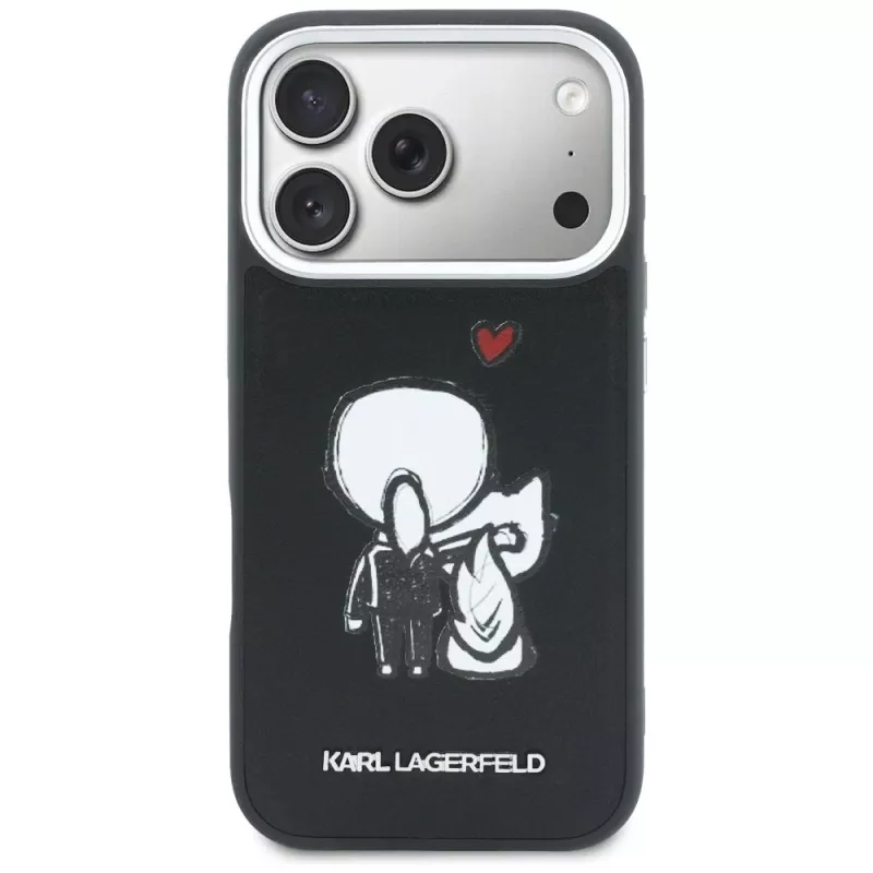 KARL LAGERFELD Karl & Choupette Back Logo Custodia MagSafe per iPhone 17 Pro Max, nero