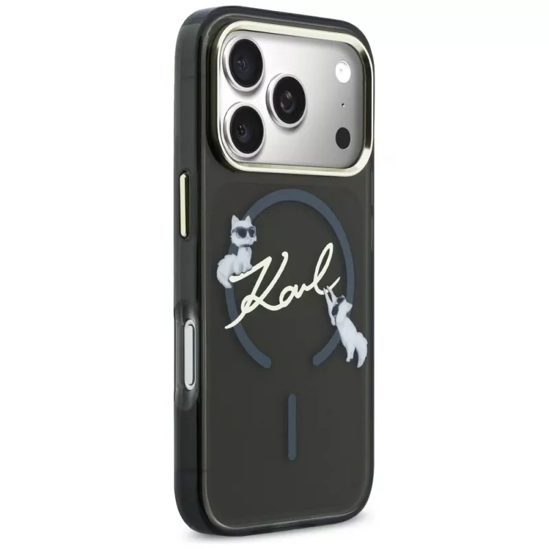 KARL LAGERFELD IML Choupettes KarlScript Logo Custodia MagSafe per Apple iPhone 17 Pro, nero