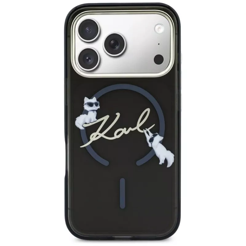 KARL LAGERFELD IML Choupettes KarlScript Logo Custodia MagSafe per iPhone 17 Pro Max, nero
