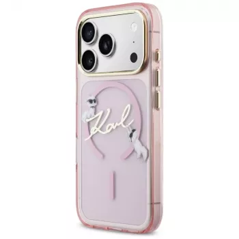 Karl Lagerfeld IML Choupettes KarlScript Logo Custodia MagSafe per Apple iPhone 17 Pro, rosa