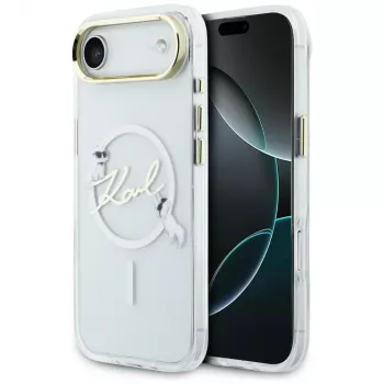 Karl Lagerfeld IML Choupettes KarlScript Logo Custodia MagSafe per iPhone Air, trasparente