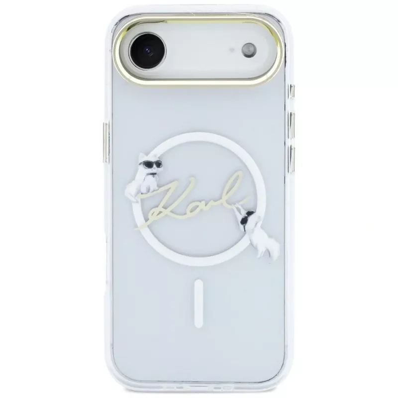 Karl Lagerfeld IML Choupettes KarlScript Logo Custodia MagSafe per iPhone Air, trasparente