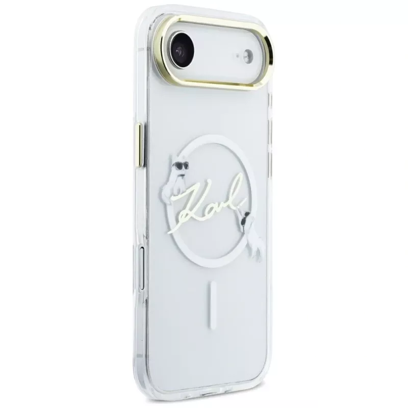 Karl Lagerfeld IML Choupettes KarlScript Logo Custodia MagSafe per iPhone Air, trasparente