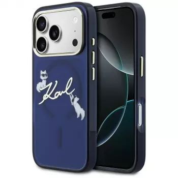KARL LAGERFELD IML Choupettes KarlScript Logo Custodia MagSafe per Apple iPhone 17 Pro Max - blu