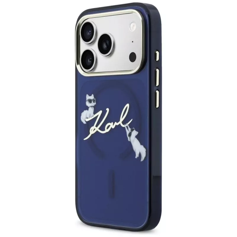 KARL LAGERFELD IML Choupettes KarlScript Logo Custodia MagSafe per Apple iPhone 17 Pro Max - blu