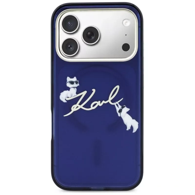 KARL LAGERFELD IML Choupettes KarlScript Logo Custodia MagSafe per Apple iPhone 17 Pro Max - blu