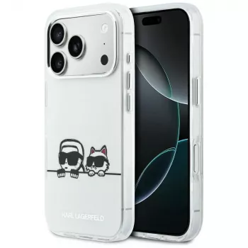 KARL LAGERFELD IML Karl & Choupette Peekaboo Logo Custodia MagSafe per Apple iPhone 17 Pro, bianco