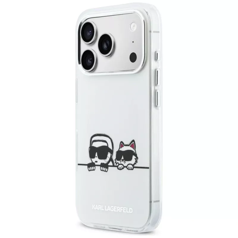 KARL LAGERFELD IML Karl & Choupette Peekaboo Logo Custodia MagSafe per Apple iPhone 17 Pro, bianco