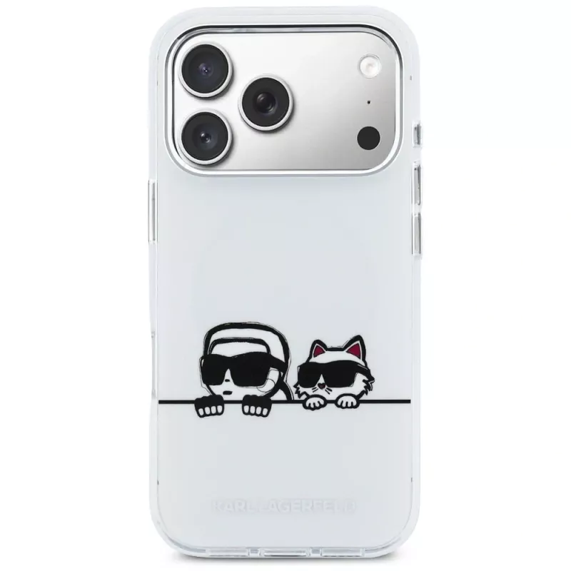 KARL LAGERFELD IML Karl & Choupette Peekaboo Logo Custodia MagSafe per Apple iPhone 17 Pro, bianco