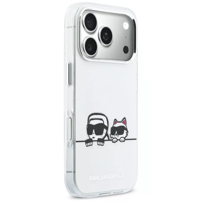 KARL LAGERFELD IML Karl & Choupette Peekaboo Logo Custodia MagSafe per Apple iPhone 17 Pro, bianco