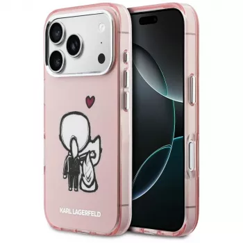 KARL LAGERFELD Karl & Choupette Back Custodia MagSafe per iPhone 17 Pro rosa