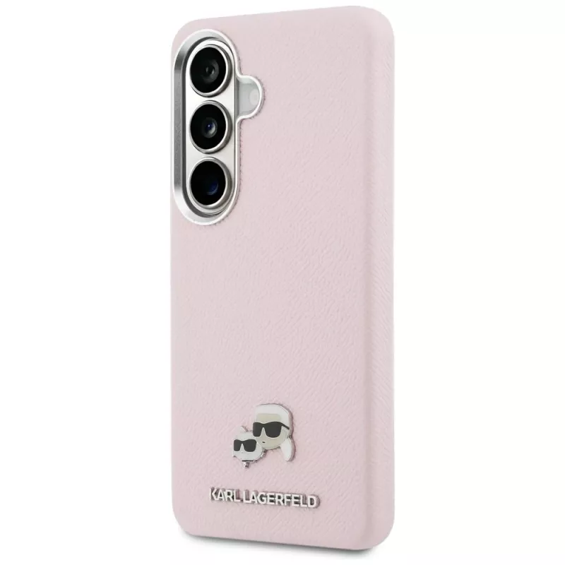 Karl Lagerfeld Saffiano KC Metal Logo Custodia MagSafe per Samsung Galaxy S26 - rosa