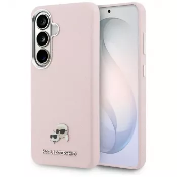 Karl Lagerfeld Saffiano KC Metal Logo Custodia MagSafe per Samsung Galaxy S26+ rosa