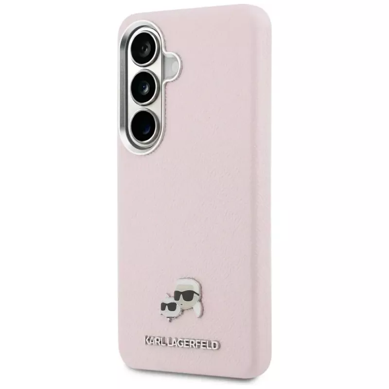 Karl Lagerfeld Saffiano KC Metal Logo Custodia MagSafe per Samsung Galaxy S26+ rosa
