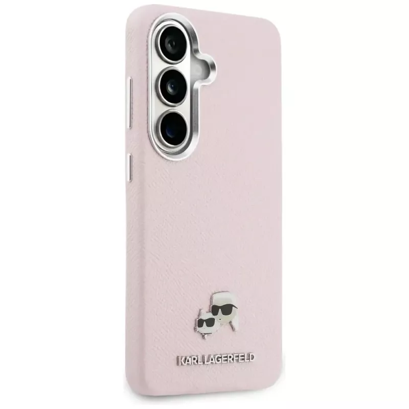 Karl Lagerfeld Saffiano KC Metal Logo Custodia MagSafe per Samsung Galaxy S26+ rosa