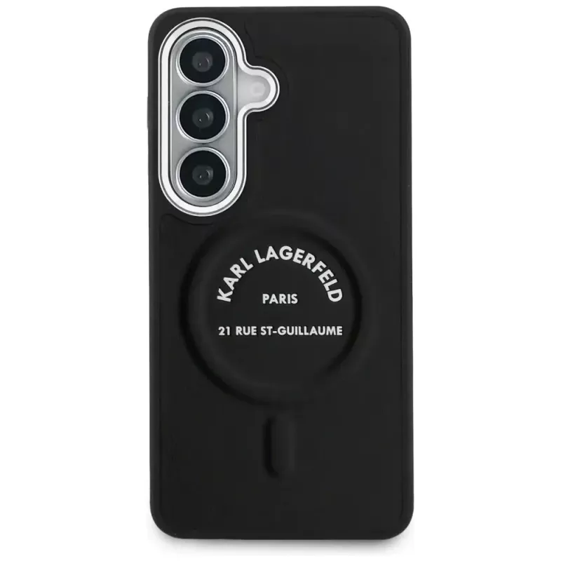 KARL LAGERFELD Embossed Ring Stand Custodia MagSafe per Samsung Galaxy S26, Nero