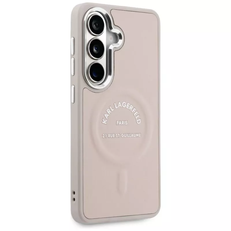 Karl Lagerfeld Embossed Ring RSGLogo Custodia MagSafe per Samsung Galaxy S26, Rosa