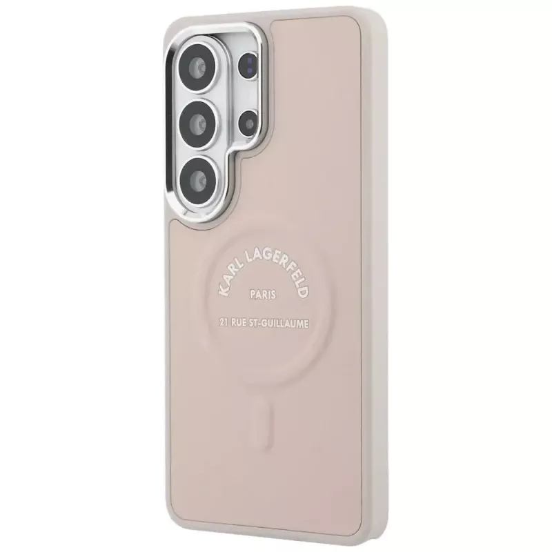 Karl Lagerfeld Embossed Ring RSG Logo Custodia MagSafe per Samsung Galaxy S26 Ultra - Rosa