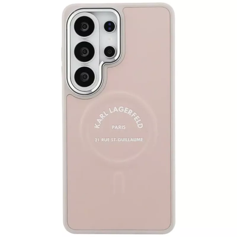 Karl Lagerfeld Embossed Ring RSG Logo Custodia MagSafe per Samsung Galaxy S26 Ultra - Rosa