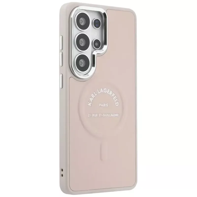 Karl Lagerfeld Embossed Ring RSG Logo Custodia MagSafe per Samsung Galaxy S26 Ultra - Rosa