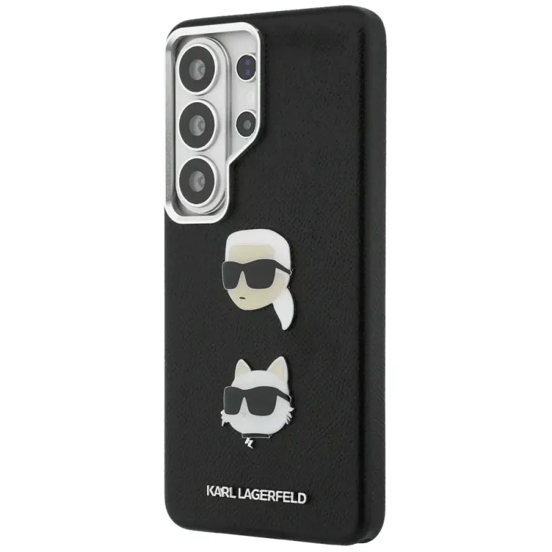 Karl Lagerfeld Saffiano Double Heads Metal Custodia per Samsung Galaxy S26 Ultra Nero