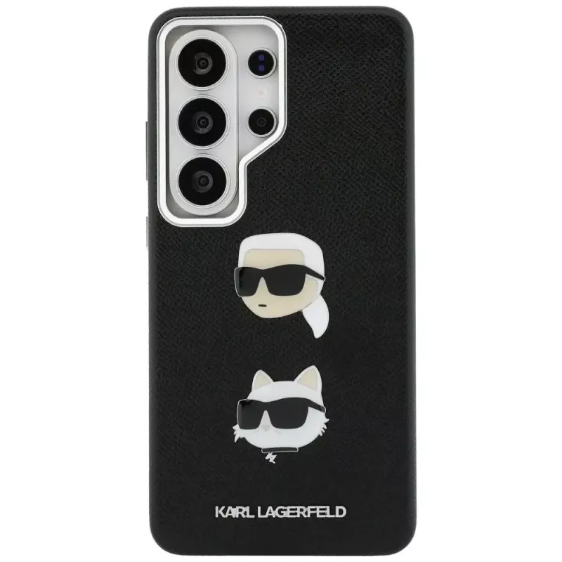 Karl Lagerfeld Saffiano Double Heads Metal Custodia per Samsung Galaxy S26 Ultra Nero