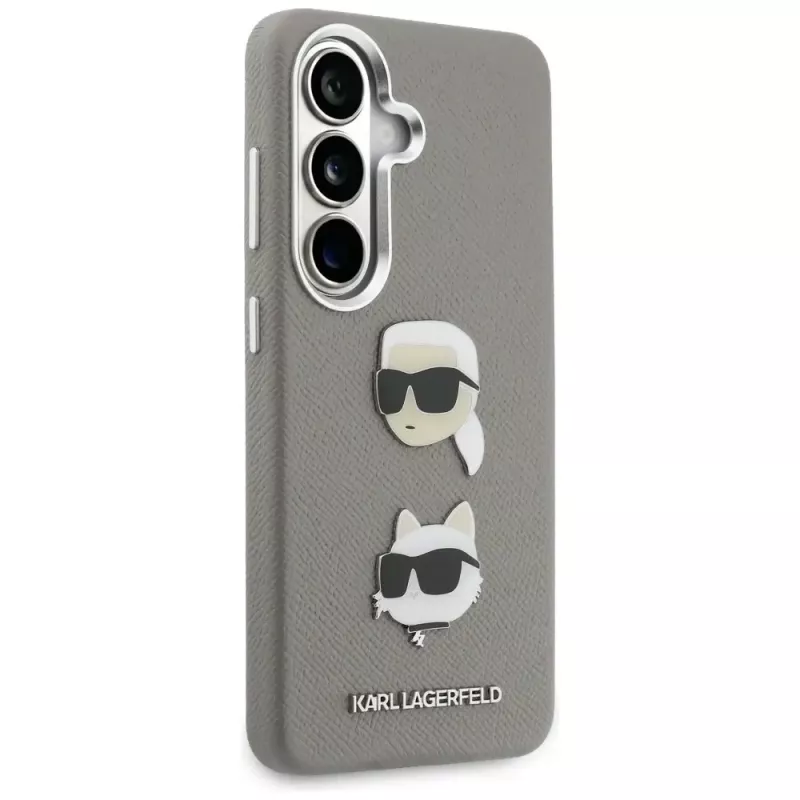 Karl Lagerfeld Saffiano DoubleHeads Metal Custodia per Samsung Galaxy S26 Argento