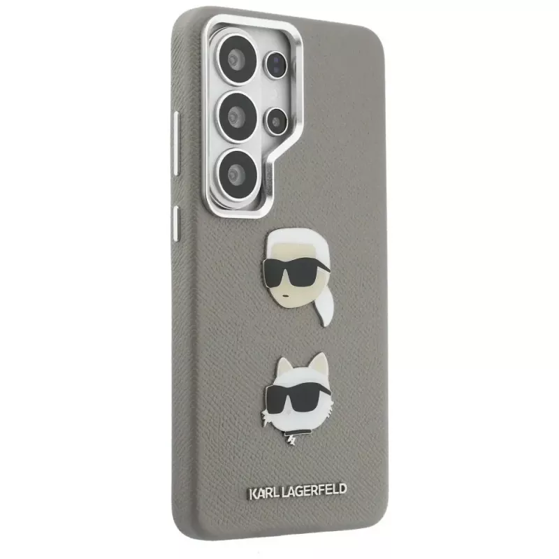 Karl Lagerfeld Saffiano DoubleHeads Metal Custodia per Samsung Galaxy S26 Ultra Argento
