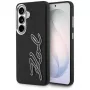 KARL LAGERFELD Grained Signature Metal Resin Logo Custodia per Samsung Galaxy S26, Nero