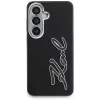 KARL LAGERFELD Grained Signature Metal Resin Logo Custodia per Samsung Galaxy S26, Nero