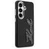 KARL LAGERFELD Grained Signature Metal Resin Logo Custodia per Samsung Galaxy S26, Nero