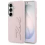 Karl Lagerfeld Grained Signature Metal Resin Logo Custodia per Samsung Galaxy S26 Rosa