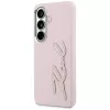 Karl Lagerfeld Grained Signature Metal Resin Logo Custodia per Samsung Galaxy S26 Rosa