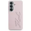 Karl Lagerfeld Grained Signature Metal Resin Logo Custodia per Samsung Galaxy S26 Rosa