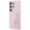 KARL LAGERFELD Grained Signature Metal Resin Logo Custodia per Samsung Galaxy S26 Ultra, Rosa