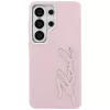 KARL LAGERFELD Grained Signature Metal Resin Logo Custodia per Samsung Galaxy S26 Ultra, Rosa