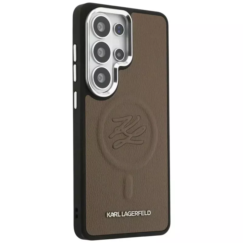 KARL LAGERFELD Embossed Ring Initials Custodia MagSafe per Samsung Galaxy S26 Ultra, Marrone
