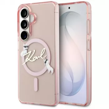 Karl Lagerfeld IML KC Script Custodia MagSafe per Samsung Galaxy S26, Rosa