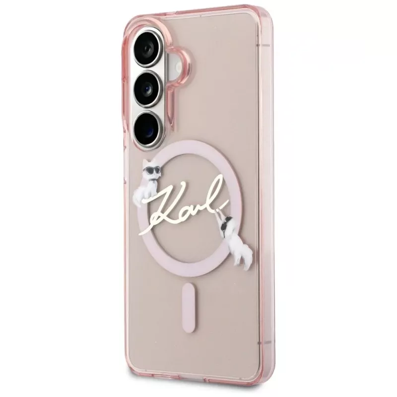 Karl Lagerfeld IML KC Script Custodia MagSafe per Samsung Galaxy S26, Rosa