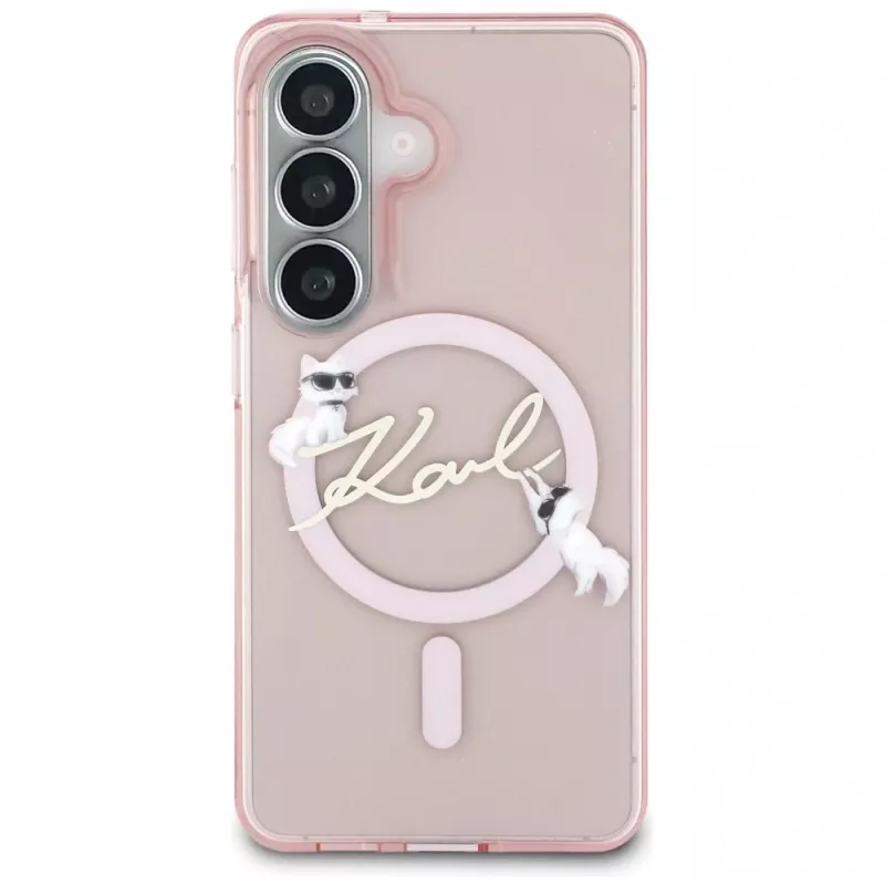 Karl Lagerfeld IML KC Script Custodia MagSafe per Samsung Galaxy S26, Rosa